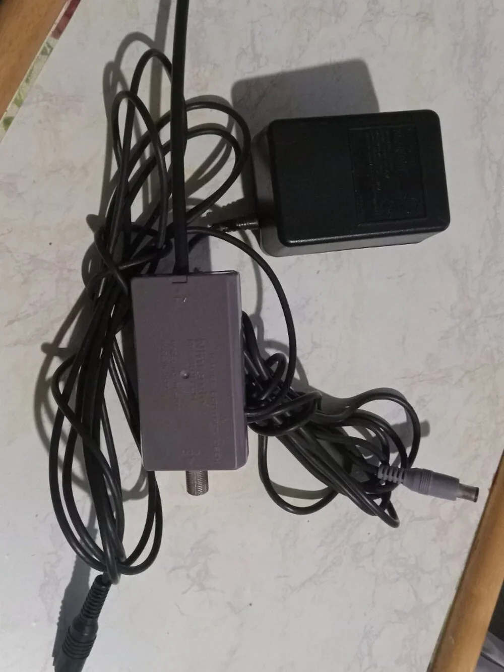 SNES BUNDLE OEM AC Adapter + RF Cable TV Cord Super Nintendo Brand